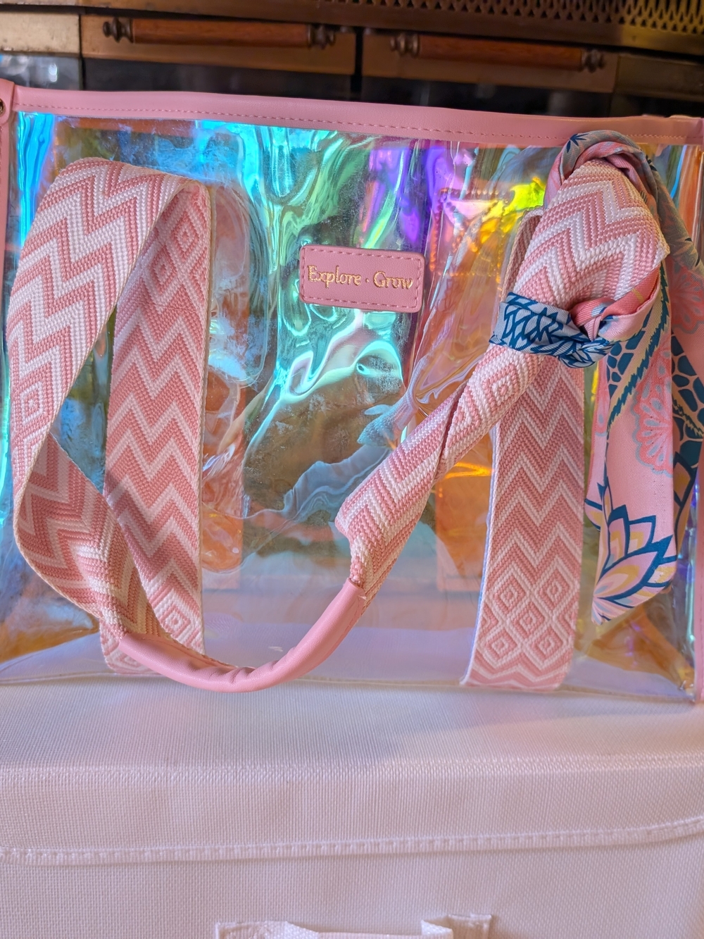 Pink Iridescent Clear Tote Bag